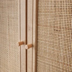 Armadio in canna ed effetto legno a 2 ante