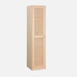 Armadio spogliatoio in legno e canna, 1 anta, 5 ripiani