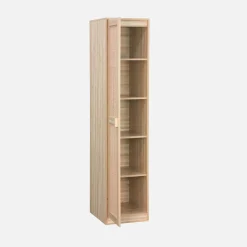 Armadio spogliatoio in legno e canna, 1 anta, 5 ripiani