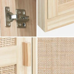 Armadio spogliatoio in legno e canna, 1 anta, 5 ripiani