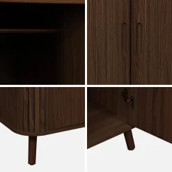 Armadio effetto legno scanalato con mensola e guardaroba