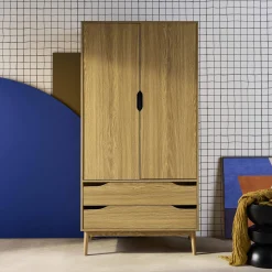 Armadio vintage in decorazione legno, 2 ante
