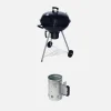 Barbecue a carbone, griglia e affumicatore con ruote e ciminiera di accensione, Ø57cm