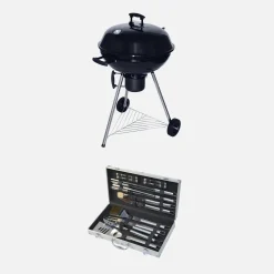 Barbecue a carbonella con valigetta per utensili