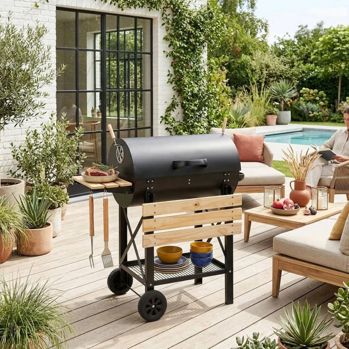 Barbecue a carbonella con affumicatore