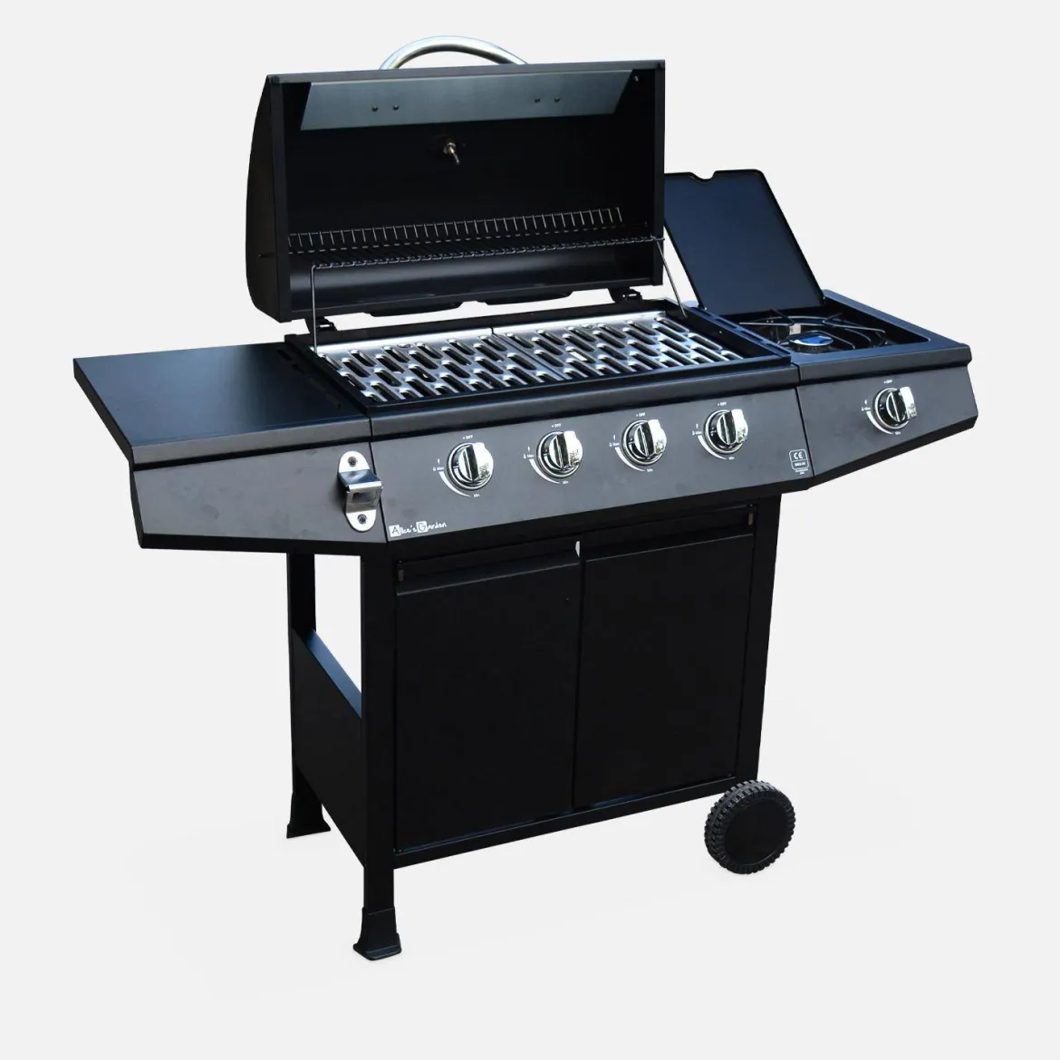 Barbecue a gas a 4 bruciatori con fuoco laterale