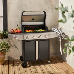 Barbecue a gas a 4 bruciatori con fuoco laterale