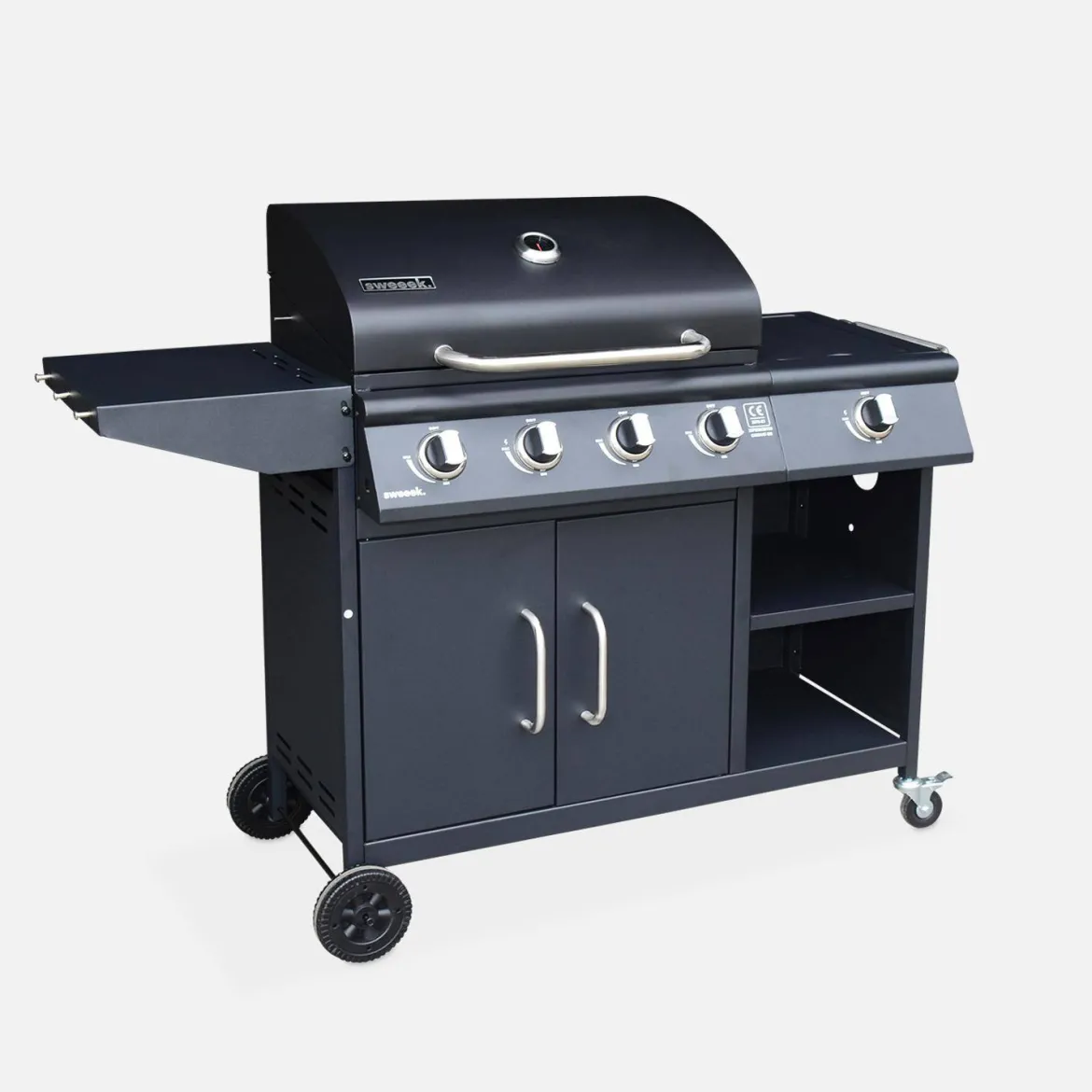 Barbecue a gas a 5 fuochi con 1 bruciatore laterale