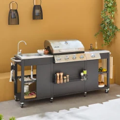 Barbecue a gas a 5 fuochi con 1 bruciatore laterale