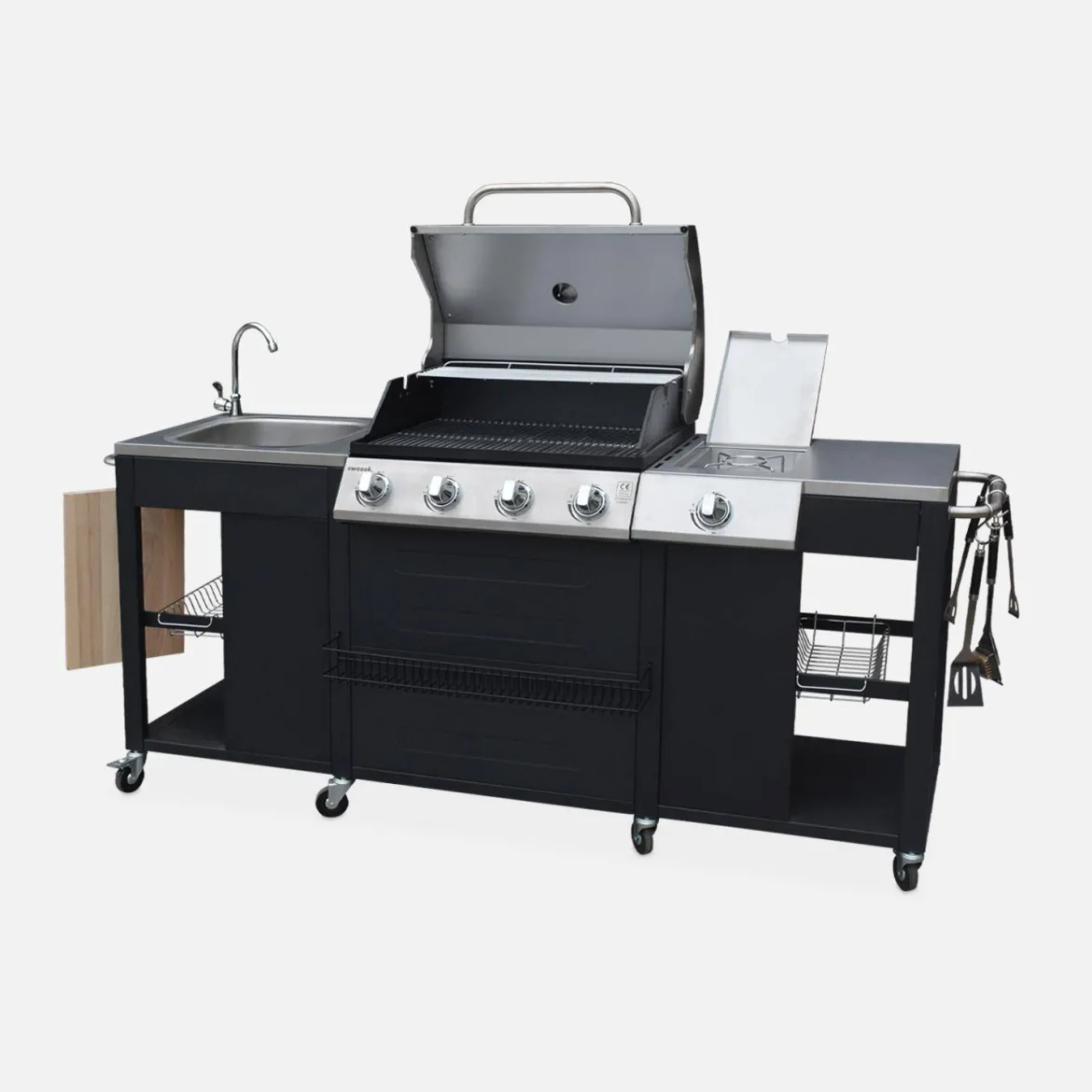 Barbecue a gas a 5 fuochi con 1 bruciatore laterale