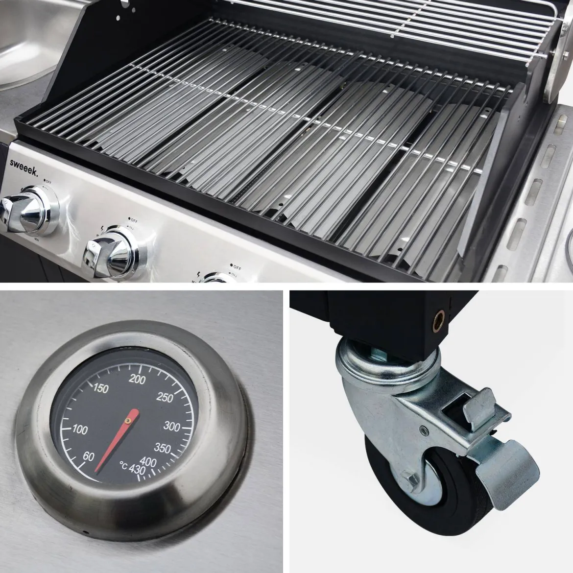 Barbecue a gas a 5 fuochi con 1 bruciatore laterale