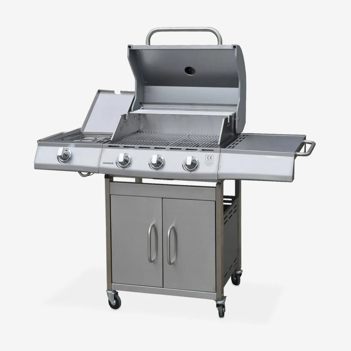 Barbecue a gas con 4 bruciatori di cui 1 laterale