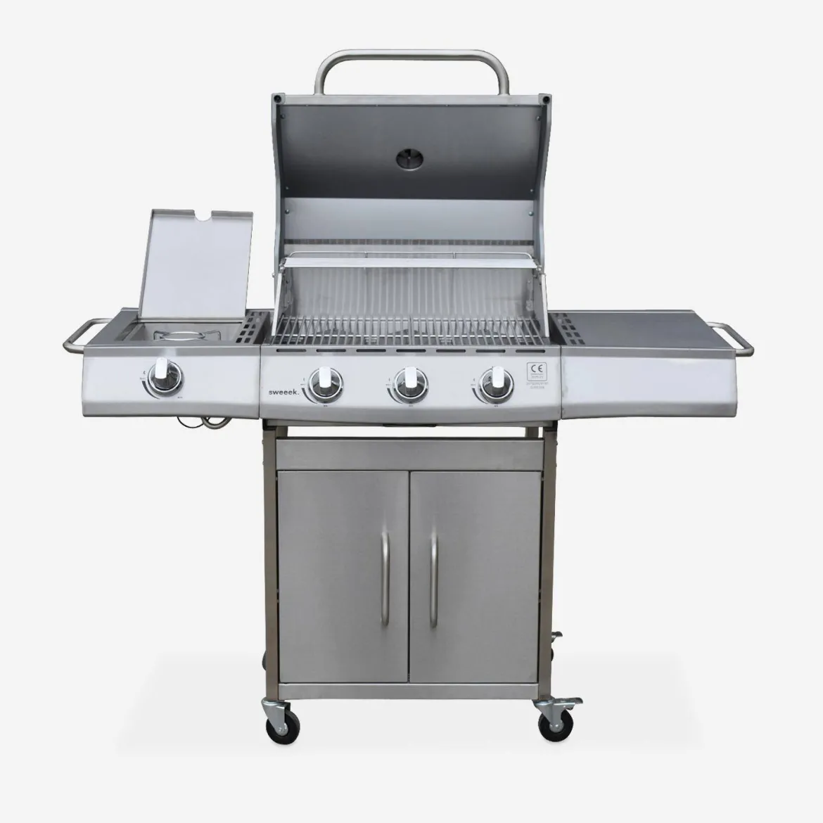 Barbecue a gas con 4 bruciatori di cui 1 laterale