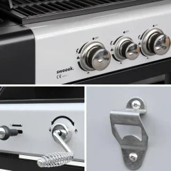 Barbecue combinato a gas e carbonella con fuoco laterale
