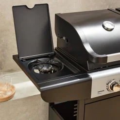 Barbecue combinato a gas e carbonella con fuoco laterale