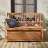 Baule da giardino in legno con rotelle, 110L