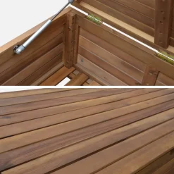 Baule da giardino in legno con rotelle, 110L