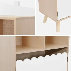 Biblioteca per bambini in legno di pino 2 porte e 4 scaffali