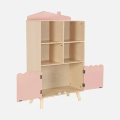 Biblioteca per bambini in legno di pino 2 porte e 4 scaffali