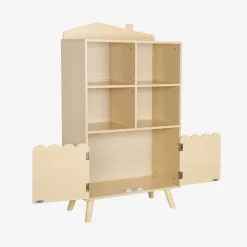 Biblioteca per bambini in legno di pino 2 porte e 4 scaffali