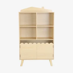 Biblioteca per bambini in legno di pino 2 porte e 4 scaffali