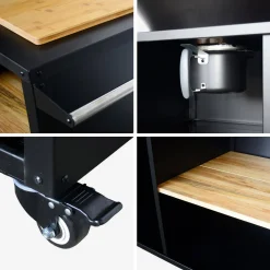 Braciere barbecue con piano di lavoro e copertura, Ø80cm