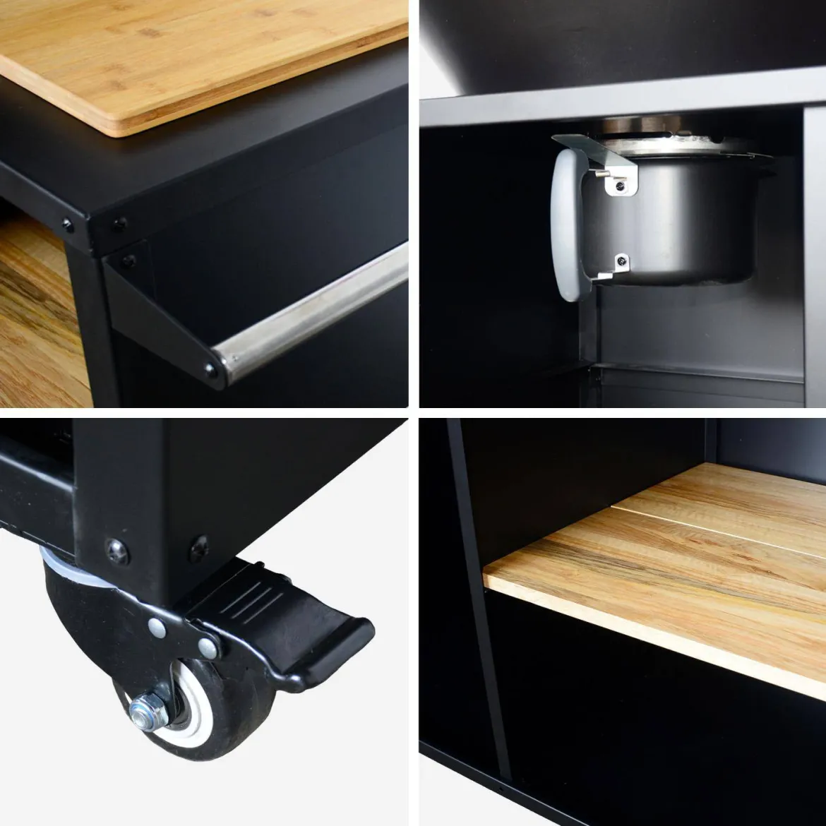 Braciere barbecue con piano di lavoro e copertura, Ø80cm