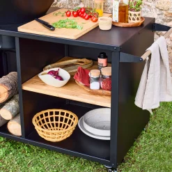 Braciere barbecue con piano di lavoro e copertura, Ø80cm
