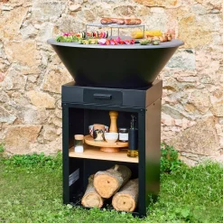 Braciere barbecue con vano portalegna, Ø81,5cm