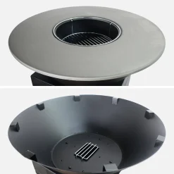 Braciere barbecue con vano portalegna e coperchio, Ø81,5cm