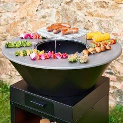 Braciere barbecue con vano portalegna e coperchio, Ø81,5cm