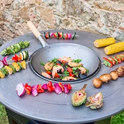 Braciere barbecue con vano portalegna e coperchio, Ø81,5cm