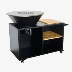 Braciere barbecue su carrello con vano portaoggetti, Ø80cm