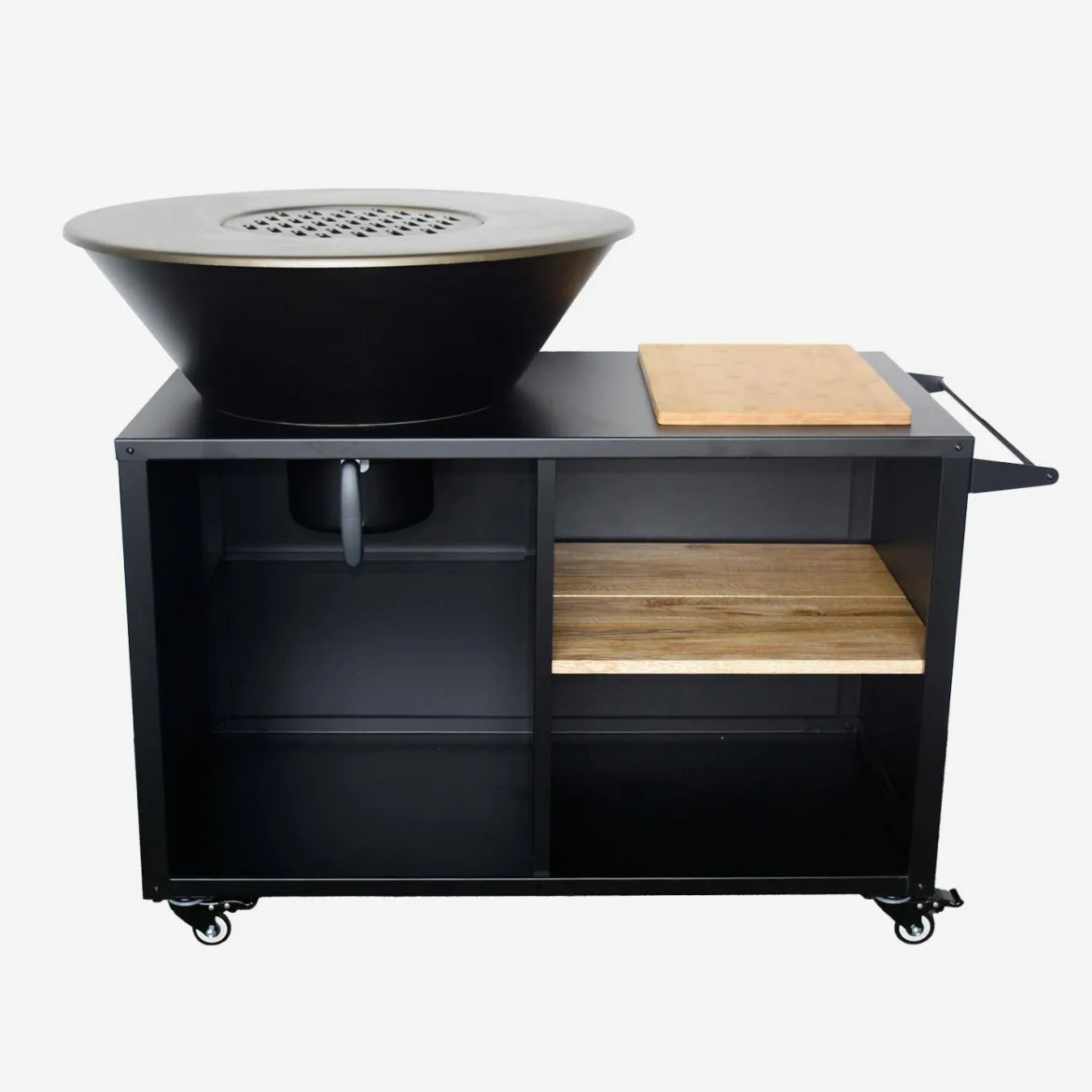 Braciere barbecue su carrello con vano portaoggetti, Ø80cm