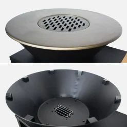 Braciere barbecue su carrello con vano portaoggetti, coperchio e utensili, Ø80cm