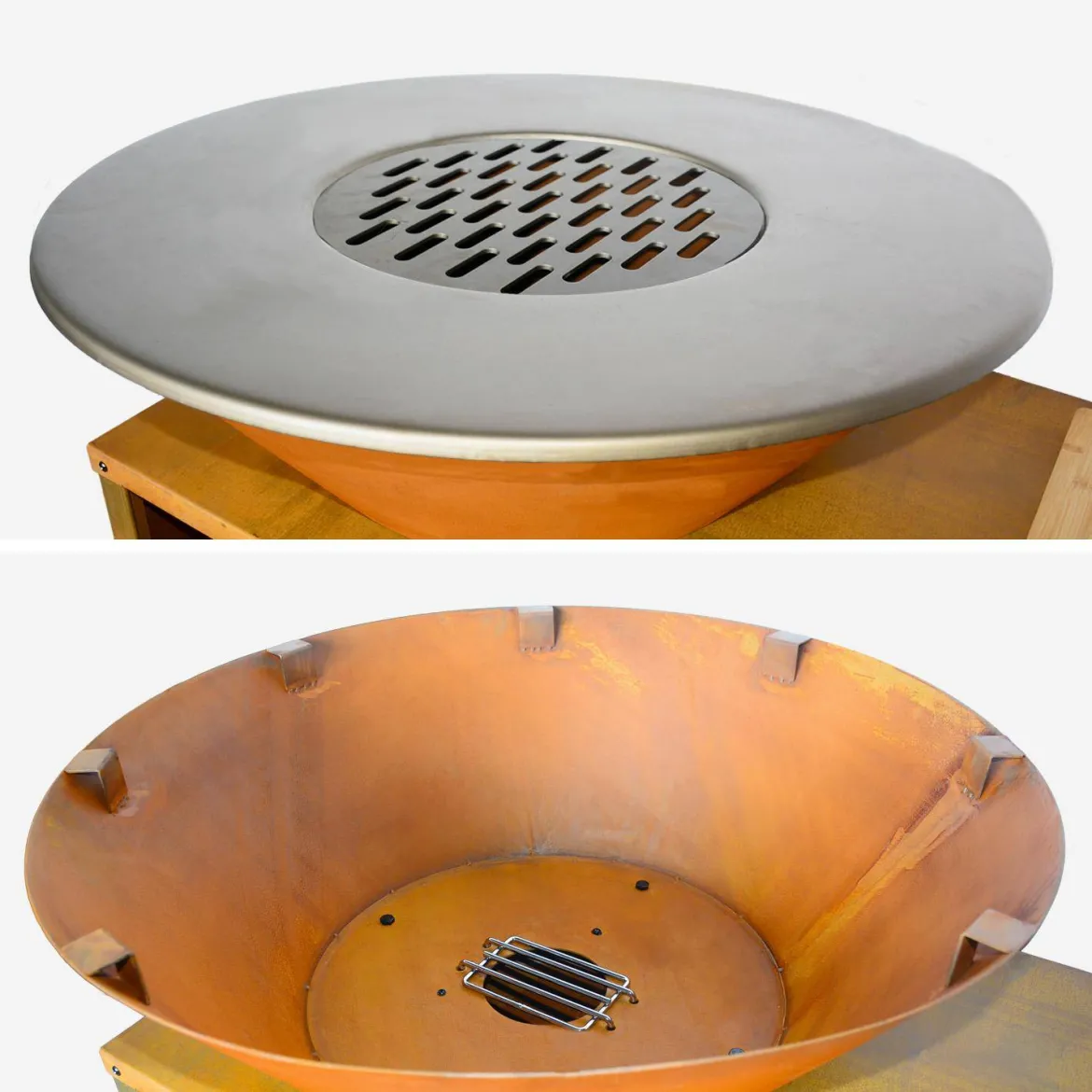 Braciere barbecue con piano di lavoro e copertura, Ø80cm