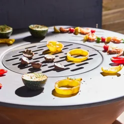 Braciere barbecue con piano di lavoro e copertura, Ø80cm