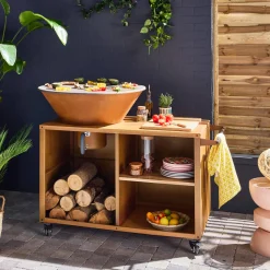 Braciere barbecue con piano di lavoro e copertura, Ø80cm