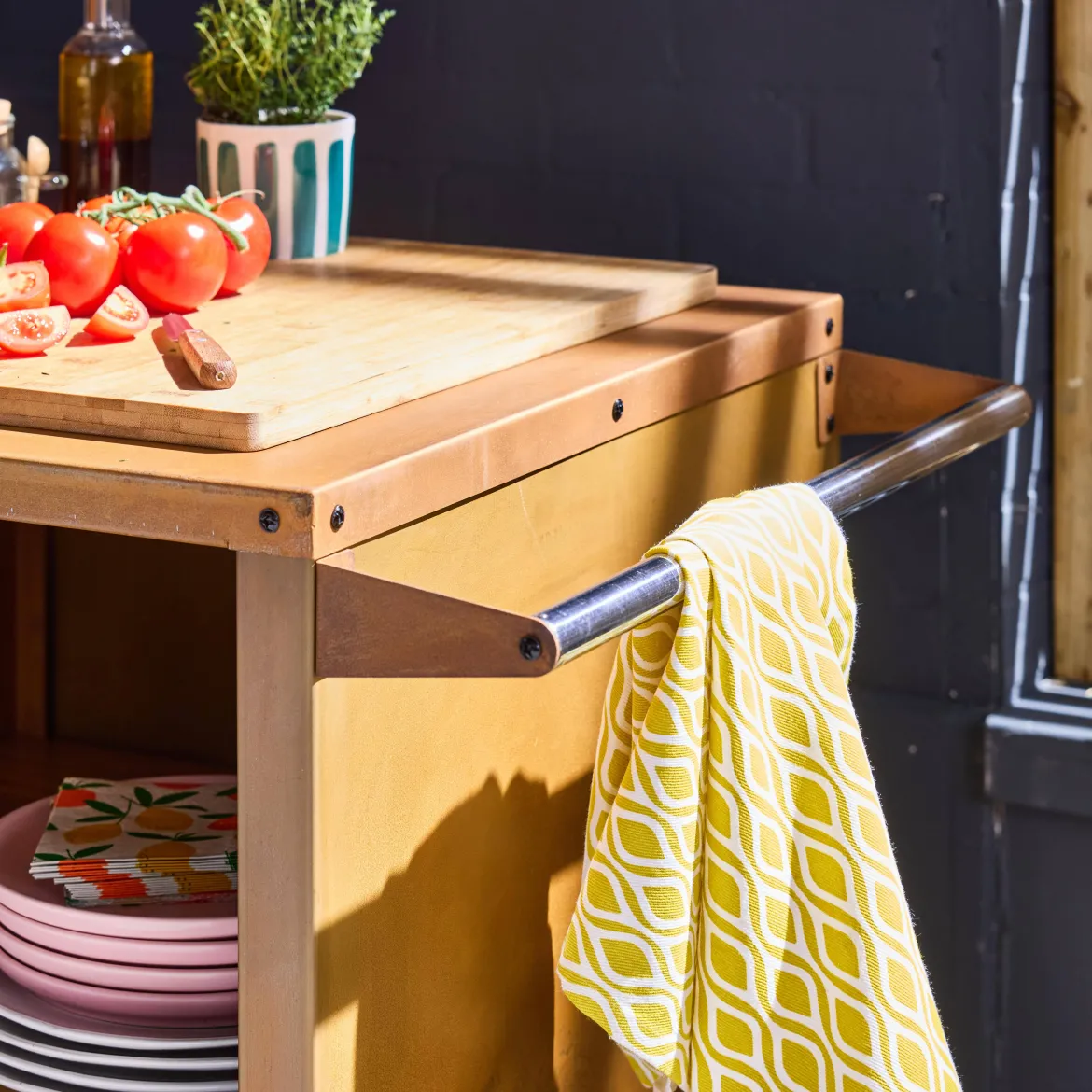 Braciere barbecue con piano di lavoro e copertura, Ø80cm