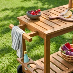 Carrello da cucina da esterno in legno di abete, 95cm