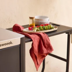 Carrello da cucina da esterno in acciaio con tavolino pieghevole, 94.5cm