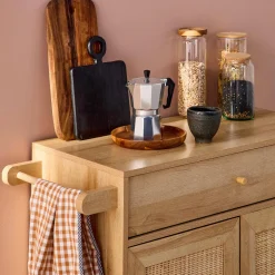 Carrello da cucina decorato in legno con 1 cassetto, 80cm