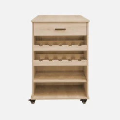 Carrello da cucina effetto legno con portabottiglie, 100cm