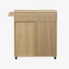 Carrello da cucina in legno decorato con 1 cassetto, 80cm