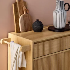 Carrello da cucina in legno decorato con 1 cassetto, 80cm