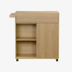 Carrello da cucina in legno decorato con 1 cassetto, 80cm