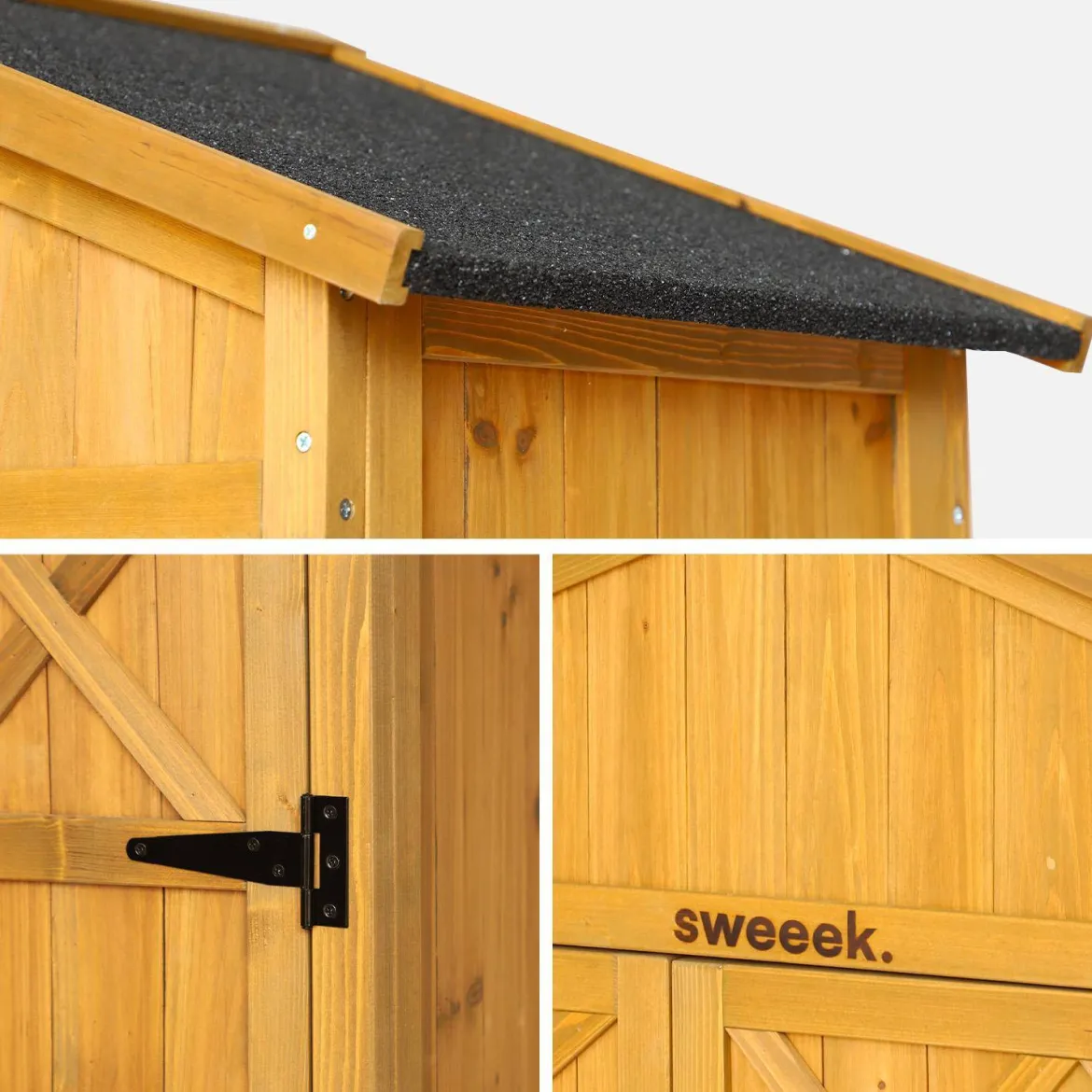 Casetta da giardino in legno d'abete e 6 vani portaoggetti, 105cm