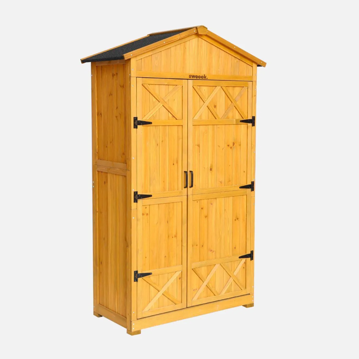 Casetta da giardino in legno d'abete e 6 vani portaoggetti, 105cm