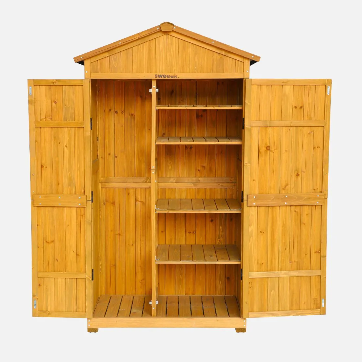 Casetta da giardino in legno d'abete e 6 vani portaoggetti, 105cm