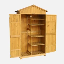 Casetta da giardino in legno d'abete e 6 vani portaoggetti, 105cm